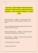 ONS&sol;ONCC CHEMOTHERAPY IMMUNOTHERAPY  CERTIFICATE EXAM &lpar;UPDATED 2026&rpar; QUESTIONS &  ANSWERS &vert; LATEST ALREADY GRADED A&plus; UPDATE  &vert;2026