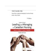 TEST BANK FOR YODER-WISE&rsquo;S LEADING AND MANAGINGAIN CANADIAN NURSING&comma; 3rd  EDITION&comma; PATRICIA S&period; YODER-WISE&comma; JANICE WADDELL&comma; NANCY WALTON&comma;