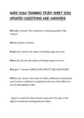 NURS 5366 TRAINING STUDY SHEET 2026 UPDATED QUESTIONS AND ANSWERS