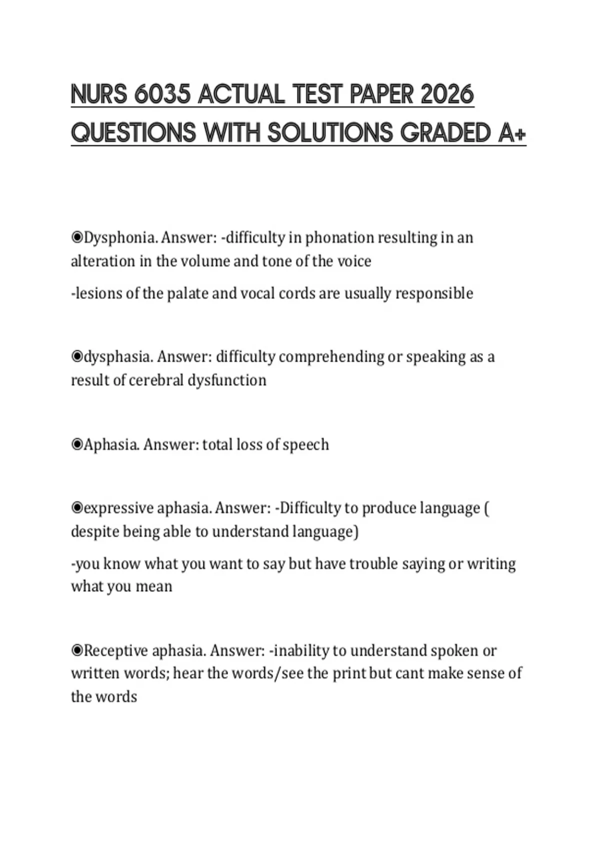 NURS 6035 ACTUAL TEST PAPER 2026 QUESTIONS WITH SOLUTIONS GRADED A+ ...