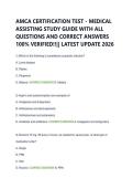 AMCA CERTIFICATION TEST - MEDICAL  ASSISTING STUDY GUIDE WITH ALL  QUESTIONS AND CORRECT ANSWERS  100&percnt; VERIFIED&excl;&excl;&vert;&vert; LATEST UPDATE 2026 