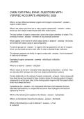 CHEM 1020 FINAL EXAM QUESTIONS WITH VERIFIED ACCURATE ANSWERS 2026