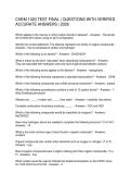 CHEM 1020 TEST FINAL QUESTIONS WITH VERIFIED ACCURATE ANSWERS 2026