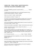 CHEM 1020 - FINAL EXAM QUESTIONS WITH VERIFIED ACCURATE ANSWERS 2026