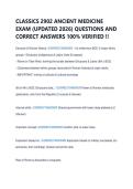 CLASSICS 2902 ANCIENT MEDICINE  EXAM &lpar;UPDATED 2026&rpar; QUESTIONS AND  CORRECT ANSWERS 100&percnt; VERIFIED &excl;&excl; 