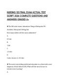 NURSING 120 FINAL EXAM ACTUAL TEST SCRIPT 2026 COMPLETE QUESTIONS AND ANSWERS GRADED A&plus;