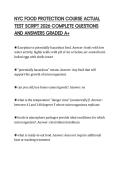 NYC FOOD PROTECTION COURSE ACTUAL TEST SCRIPT 2026 COMPLETE QUESTIONS AND ANSWERS GRADED A&plus;