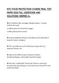 NYC FOOD PROTECTION COURSE FINAL TEST PAPER 2026 FULL QUESTIONS AND SOLUTIONS VERIFIED A&plus;