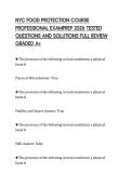 NYC FOOD PROTECTION COURSE PROFESSIONAL EXAMPREP 2026 TESTED QUESTIONS AND SOLUTIONS FULL REVIEW GRADED A&plus;