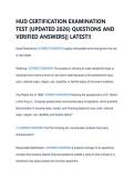 HUD CERTIFICATION EXAMINATION  TEST &lpar;UPDATED 2026&rpar; QUESTIONS AND  VERIFIED ANSWERS&vert;&vert; LATEST&excl;&excl;