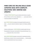 NIMS CORE CNC MILLING SKILLS EXAM  &lpar;UPDATED 2026&rpar; WITH COMPLETE  SOLUTIONS 100&percnt; VERIFIED 2026  UPDATE&excl;&excl; 