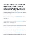 Texas Well Driller License Exam ACTUAL  EXAM &lpar;UPDATED 2026&rpar; COMPLETE  QUESTIONS AND CORRECT ANSWERS  LATEST UPDATE 2026&vert;&vert; BRAND NEW&excl;&excl;&excl; 