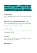 PEARSON VUE TEXAS LIFE AND HEALTH INSURANCE ACTUAL EXAM PAPER 2026 QUESTIONS WITH SOLUTIONS GRADED A&plus;