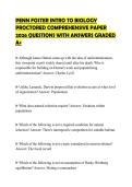 PENN FOSTER INTRO TO BIOLOGY PROCTORED COMPREHENSIVE PAPER 2026 QUESTIONS WITH ANSWERS GRADED A&plus;