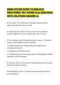 PENN FOSTER INTRO TO BIOLOGY PROCTORED TEST PAPER 2026 QUESTIONS WITH SOLUTIONS GRADED A&plus;