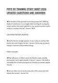 PHYS 101 TRAINING STUDY SHEET 2026 UPDATED QUESTIONS AND ANSWERS