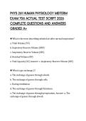 PHYS 261 HUMAN PHYSIOLOGY MIDTERM EXAM 706 ACTUAL TEST SCRIPT 2026 COMPLETE QUESTIONS AND ANSWERS GRADED A&plus;