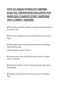PHYS 261 HUMAN PHYSIOLOGY MIDTERM EXAM 706 CERTIFICATION EVALUATION TEST PAPER 2026 COMPLETE STUDY QUESTIONS WITH CORRECT ANSWERS