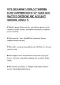 PHYS 261 HUMAN PHYSIOLOGY MIDTERM EXAM COMPREHENSIVE STUDY GUIDE 2026 PRACTICE QUESTIONS AND ACCURATE ANSWERS GRADED A