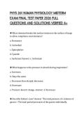 PHYS 261 HUMAN PHYSIOLOGY MIDTERM EXAM FINAL TEST PAPER 2026 FULL QUESTIONS AND SOLUTIONS VERIFIED A&plus;