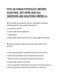 PHYS 261 HUMAN PHYSIOLOGY MIDTERM EXAM FINAL TEST PAPER 2026 FULL QUESTIONS AND SOLUTIONS VERIFIED A&plus;