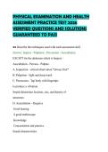 PHYSICAL EXAMINATION AND HEALTH ASSESSMENT PRACTICE TEST 2026 VERIFIED QUESTIONS AND SOLUTIONS GUARANTEED TO PASS