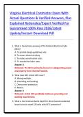 Virginia Electrical Contractor Exam With Actual Questions & Verified Answers&comma; Plus Explained Rationales&sol;Expert Verified For Guaranteed 100&percnt; Pass 2026&sol;Latest Update&sol;Instant Download Pdf