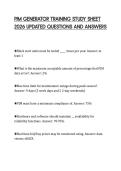 PJM GENERATOR TRAINING STUDY SHEET 2026 UPDATED QUESTIONS AND ANSWERS