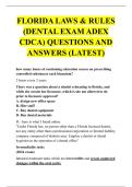 FLORIDA LAWS & RULES  &lpar;DENTAL EXAM ADEX  CDCA&rpar; QUESTIONS AND  ANSWERS &lpar;LATEST&rpar;