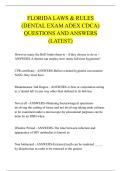 FLORIDA LAWS & RULES  &lpar;DENTAL EXAM ADEX CDCA&rpar;  QUESTIONS AND ANSWERS  &lpar;LATEST&rpar;