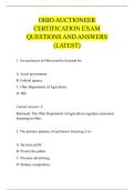 OHIO AUCTIONEER  CERTIFICATION EXAM  QUESTIONS AND ANSWERS  &lpar;LATEST&rpar; 