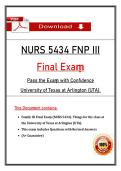 NURS 5434 FNP III Final Exam &lpar;PDF&rpar; &vert; 2026 Nursing Questions &vert; UTA Prep