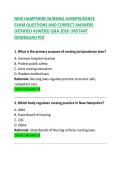 New Hampshire Nursing Jurisprudence Exam Questions and Correct Answers