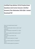 Certified Crop Advisor &lpar;CCA&rpar; Practice Exam Questions And Correct Answers &lpar;Verified Answers&rpar; Plus Rationales 2026 Q&A &vert; Instant Download Pdf