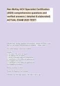 Nan McKay HCV Specialist Certification &lpar;2025&rpar; comprehensive questions and verified answers &lpar; detailed & elaborated&rpar; ACTUAL EXAM 2025 TEST