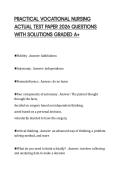 PRACTICAL VOCATIONAL NURSING ACTUAL TEST PAPER 2026 QUESTIONS WITH SOLUTIONS GRADED A&plus;