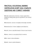 PRACTICAL VOCATIONAL NURSING CERTIFICATION SCRIPT 2026 COMPLETE QUESTIONS AND CORRECT ANSWERS