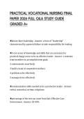 PRACTICAL VOCATIONAL NURSING FINAL PAPER 2026 FULL Q&A STUDY GUIDE GRADED A&plus;