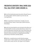 PREVENTIVE DENTISTRY FINAL PAPER 2026 FULL Q&A STUDY GUIDE GRADED A