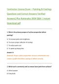 Contractor License Exam &ndash; Painting & Coatings Questions and Correct Answers Verified  Answers&rpar; Plus Rationales 2026 Q&A &vert; instant  Download pdf