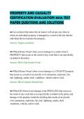 PROPERTY AND CASUALTY CERTIFICATION EVALUATION 2026 TEST PAPER QUESTIONS AND SOLUTIONS
