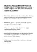 PROPHECY ASSESSMENT CERTIFICATION SCRIPT 2026 COMPLETE QUESTIONS AND CORRECT ANSWERS