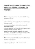 PROPHECY ASSESSMENT TRAINING STUDY SHEET 2026 UPDATED QUESTIONS AND ANSWERS