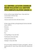 CLC CERTIFIED LACTATION COUNSELOR BOARD EVALUATION 2026 QUESTIONS WITH COMPLETE SOLUTIONS GRADED A&plus;