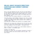 RELIAS- ABOUT ADVANCE DIRECTIVES QUESTIONS AND CORRECT VERIFIED ANSWERS