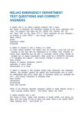RELIAS EMERGENCY DEPARTMENT TEST QUESTIONS AND CORRECT ANSWERS