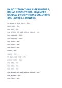 BASIC DYSRHYTHMIA ASSESSMENT A&comma; RELIAS DYSRHYTHMIA&comma; ADVANCED CARDIAC DYSRHYTHMIAS QUESTIONS AND CORRECT ANSWERS