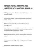 PSYC 210 ACTUAL TEST PAPER 2026 QUESTIONS WITH SOLUTIONS GRADED A&plus;