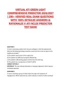 VIRTUAL ATI GREEN LIGHT COMPREHENSIVE PREDICTOR 2026&sol;2027 &vert; 200&plus; VERIFIED REAL EXAM QUESTIONS WITH 100&percnt; DETAILED ANSWERS & RATIONALES V-ATI NCLEX PREDICTOR TEST BANK