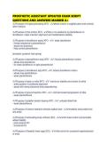 PROSTHETIC ASSISTANT UPDATED EXAM SCRIPT QUESTIONS AND ANSWERS MARKED